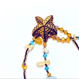 Patrick Starfish Citrine and Blue Grey Shell Bracelet Handmade